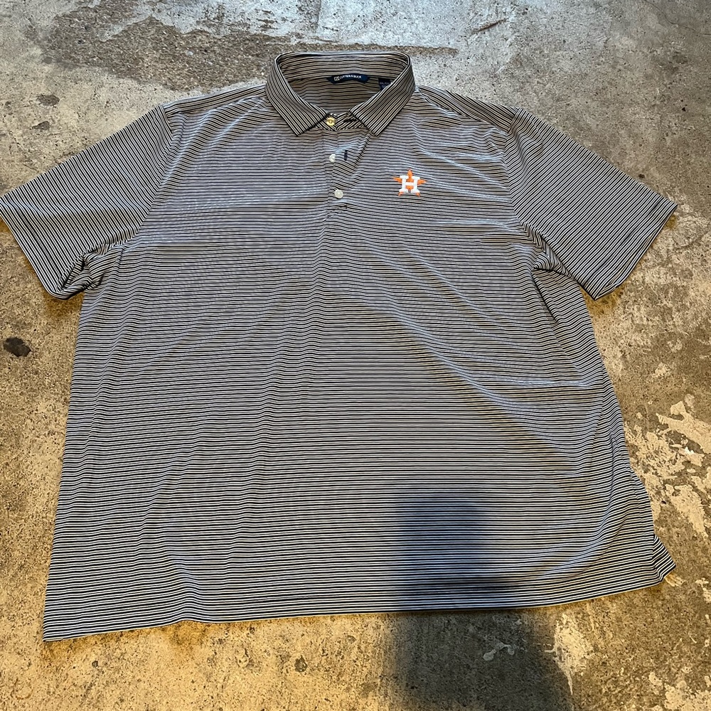 Cutter & Buck Gray Striped Polo with Houston Astros Logo